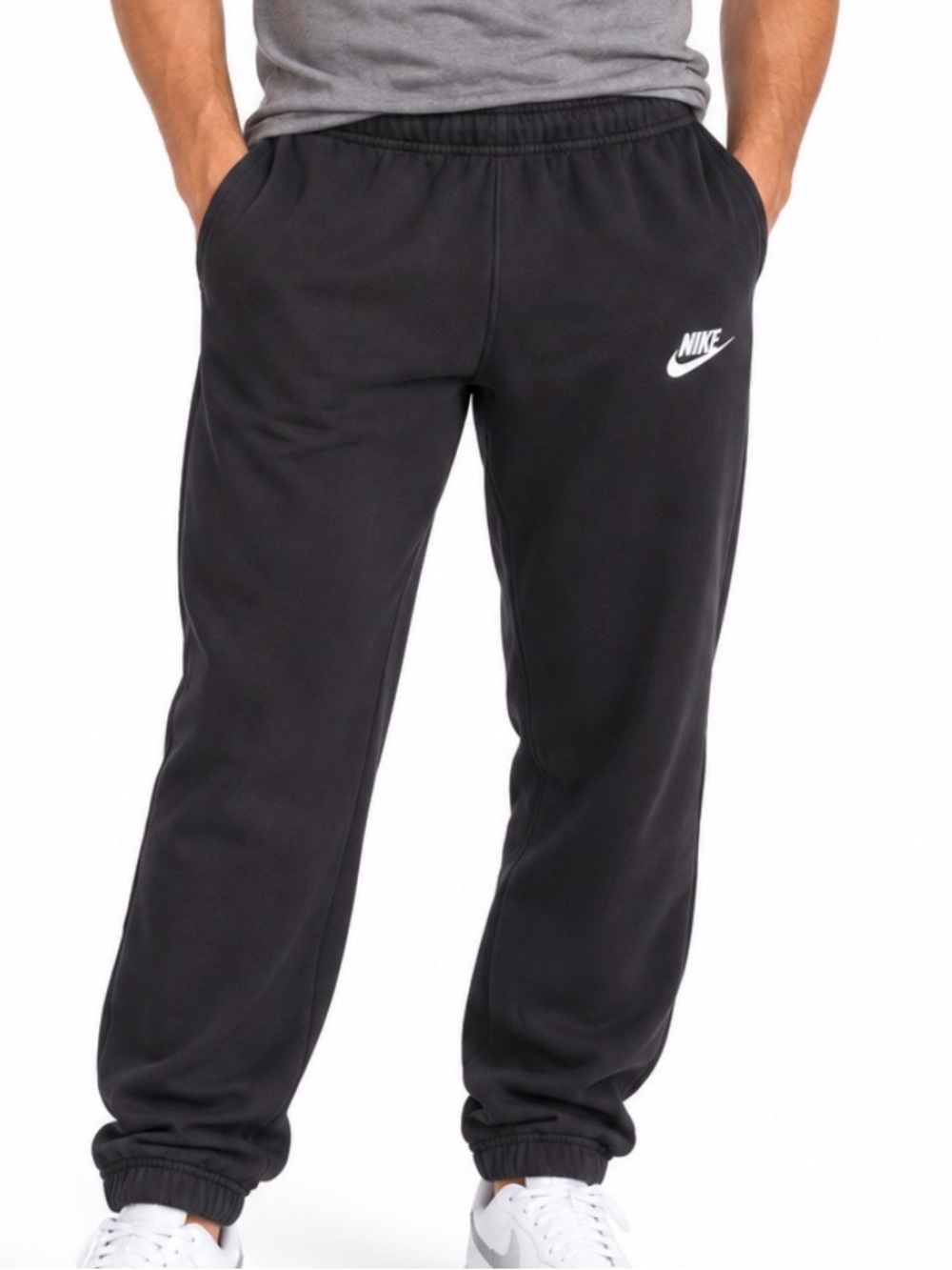 Nike Black Kids Jogger Sweatpants with White Swoosh SZ LG Wash wear